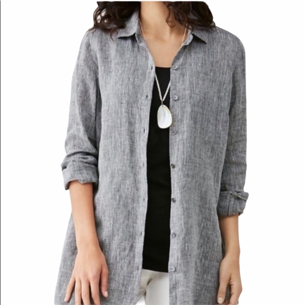 NEW J. Jill Linen Yard Dyed Tunic Cottagecore MP